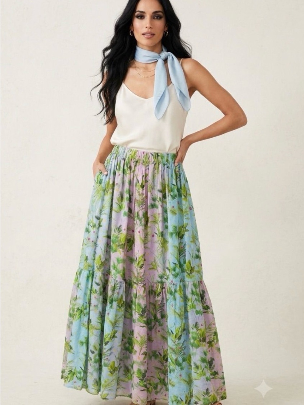 Cynthia Rowley Nairobi
tropical print tiered caftan maxi